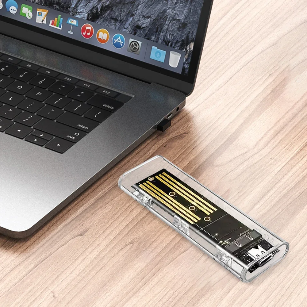M.2 NGFF SATA Typ C USB 3.1 Transparentes externes SSD-Gehäuse 10 Gbit/s SSD-Gehäuse Externer SSD-Adapter für 2230 2242 2260 2280 Image