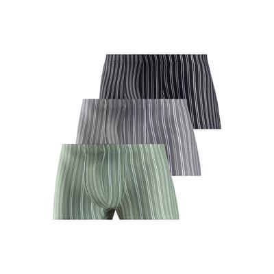 Boxer LE JOGGER "Boxershorts für Herren", Herren, Gr. 4, grün (salbei, anthrazit, schwarz, gestreift), Jersey, Obermaterial: 90% Baumwolle, 5% Elasthan, 5% Polyester, gestreift, körpernah, Unterhosen, mit garngefärbten Streifen Image