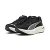 Laufschuh PUMA "Deviate NITRO™ 3 Laufschuhe Damen", Gr. 38.5, schwarz-weiß (schwarz, weiß silber metallic), Obermaterial: Synthetik, Textil; Futter: Textil; Innensohle: Textil; Laufsohle: Gummi, Schuhe