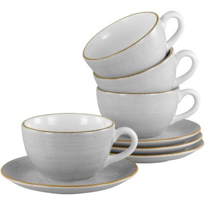 Cappuccinotasse CREATABLE "Vintage Nature Stein, Cappuccino-Set, 8-tlg.", grau, 8 tlg., Porzellan, Trinkgefäße, Handgemalt, Gesprenkelt, Rustikales Außenband Image
