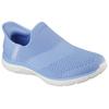 Slip-On Sneaker SKECHERS "VIRTUE-SLEEK", Damen, Gr. 37, blau (hellblau), Textil, casual, Schuhe, Slipper, Freizeitschuh mit gepolstertem Heel-Pillow Fersenkissen