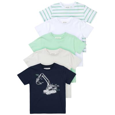 T-Shirt STACCATO "Bagger", Jungen, Gr. 92/98, blau (marine), Oberstoff: 100% Baumwolle., Rundhals, Kurzarm, Shirts, 5-er Set Image