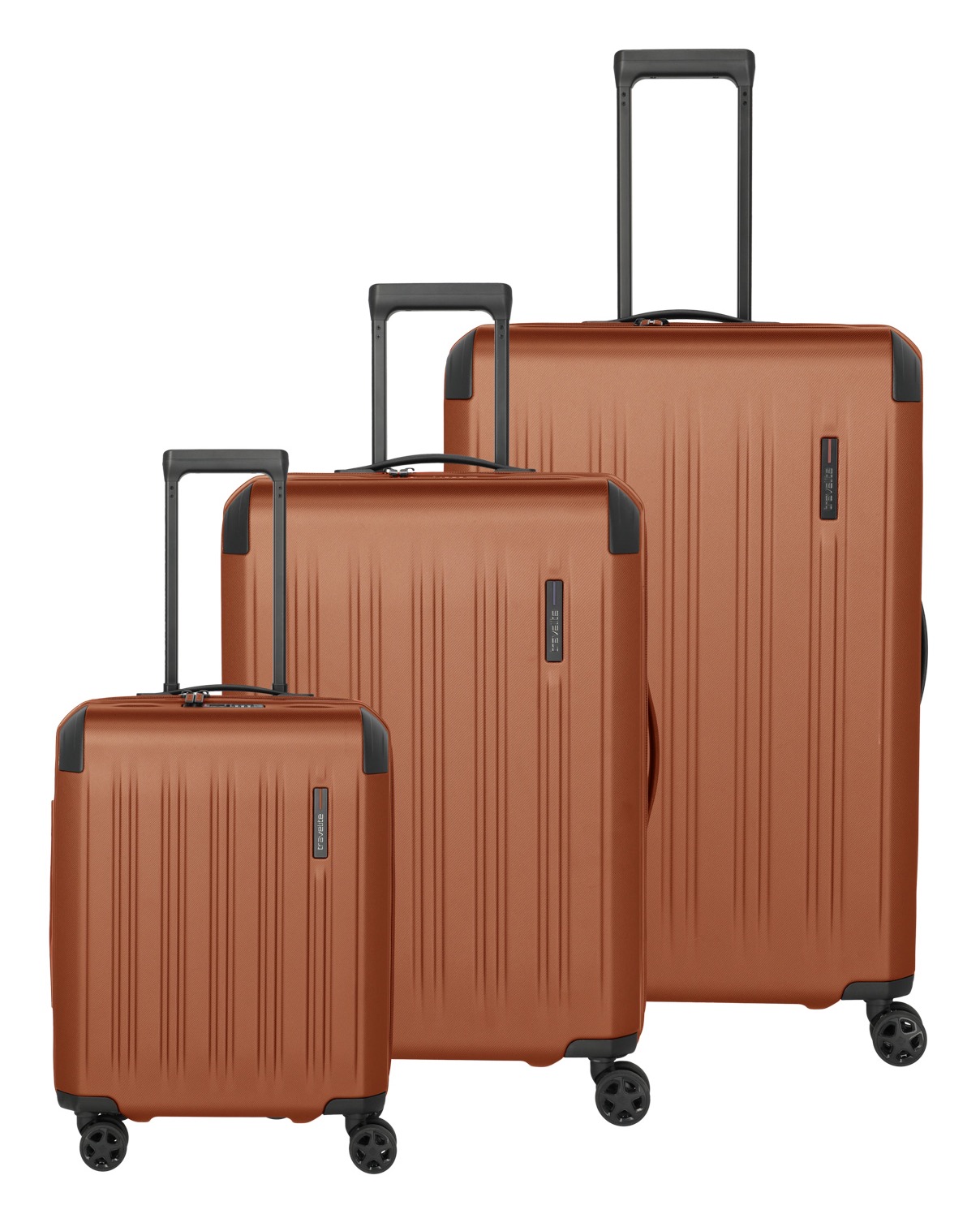 Trolleyset TRAVELITE "DYNAMIIC S+/M/L, verschiedene Farben", rosa (kupfer), ABS, unifarben mit Farbeinsätzen, Koffer-Sets, Hartschalen-Koffer ABS Volumenerweiterung Image
