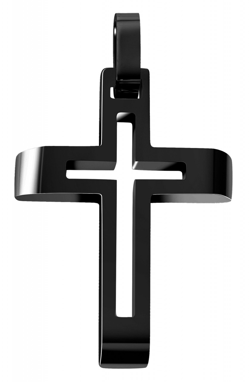 Kettenanhänger ADELIA´S "eleganter Kreuz Anhänger aus Edelstahl", schwarz, Schmuckanhänger, Damen, Edelstahl, Kettenanhänger Image