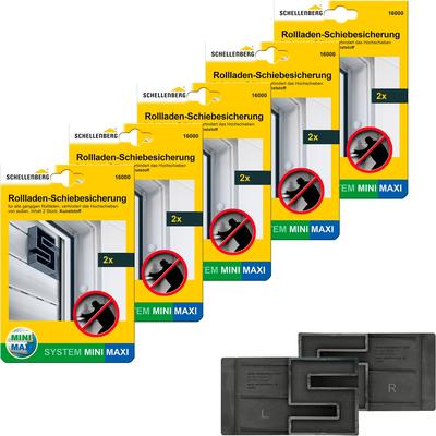 Rollladensicherung SCHELLENBERG "gegen Hochschieben des Rollladens, System Mini und Maxi", schwarz, B:11,2cm L:7,2cm, Kunststoff, Sicherheitsschlösser, Rollladen-Schiebesicherung, einbruchshemmend Image