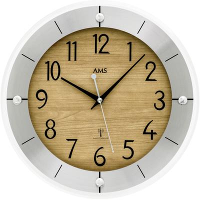 Funkwanduhr AMS, silber (buchefarben), Wanduhren, Ø 31cm, Quarzuhr, Wanduhr, Made in Germany, Wohnzimmer, Küche, Arbeitszimmer Image