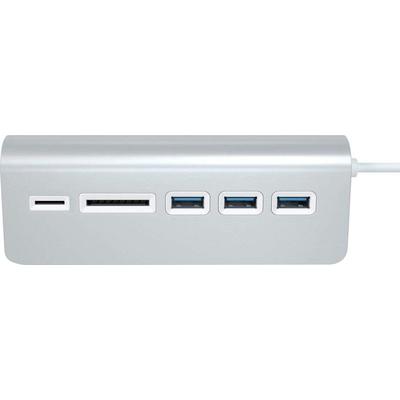 SATECHI Smartphone-Adapter "Aluminum USB 3.0 Hub & Card Reader", silber (silberfarben), B:4,57cm H:2,79cm T:13,33cm, Adapter Image