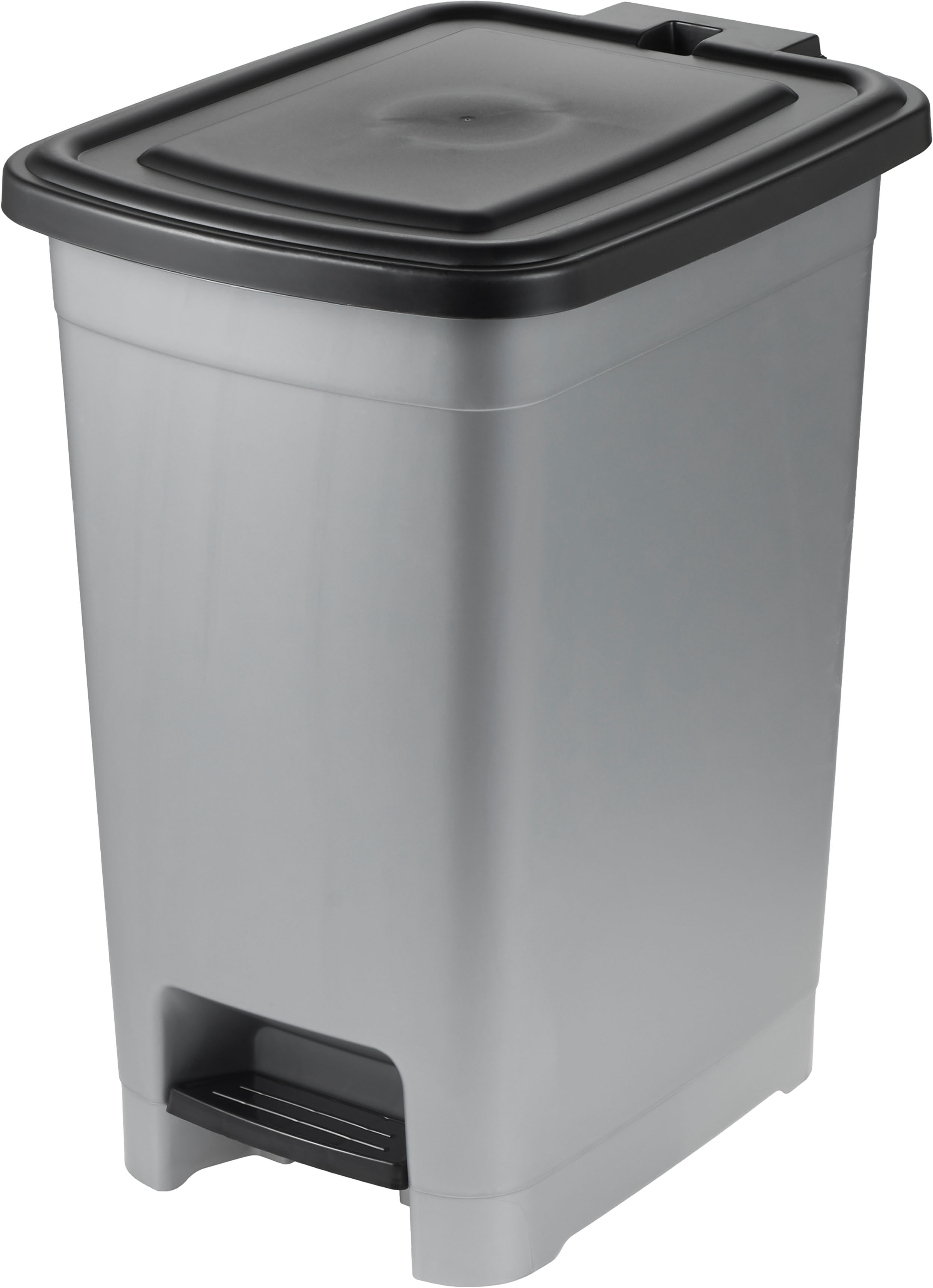 Mülleimer KEEEPER "olaf", silber (light silber), B:36,5cm H:44cm T:27cm, Kunststoff, Mülleimer, Mülleimer, leicht zu reinigen, komfortables Öffnen und Schließen mit Tretpedal