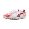 Fußballschuh PUMA "ULTRA 5 PRO FG/AG Fußballschuhe Erwachsene", Gr. 48, weiß schwarz glowing rot, Obermaterial: Synthetik, Textil; Futter: Synthetik, Textil; Innensohle: Textil; Laufsohle: Synthetik, Schuhe