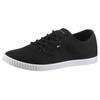 Sneaker TOMMY HILFIGER "CANVAS LACE UP SNEAKER", Damen, Gr. 42, schwarz, Baumwolle, unifarben, sportlich, Schuhe, Freizeitschuh, Halbschuh, Schnürschuh mit gestickter Logoflagge
