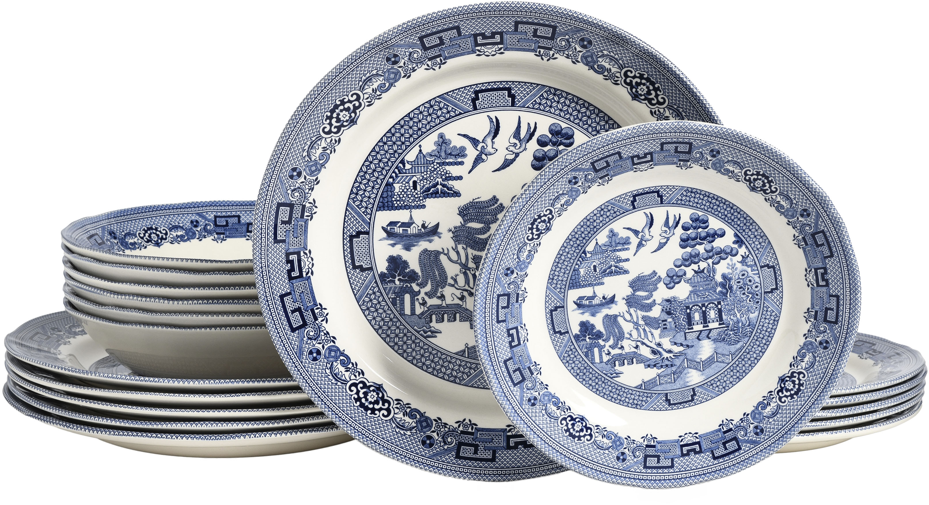 Teller-Set CREATABLE "China Town, Teller Set 18-tlg", blau, 18 Stk., Steingut, Geschirr-Sets, Fernöstliche Kultur