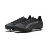 Fußballschuh PUMA "ULTRA 5 PRO FG/AG Fußballschuhe Erwachsene", Gr. 44.5, schwarz silber bright aqua metallic blau, Obermaterial: Synthetik, Textil; Futter: Synthetik, Textil; Innensohle: Textil; Laufsohle: Synthetik, Schuhe