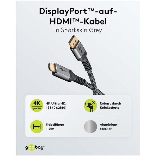 goobay DisplayPort auf HDMI-Kabel 4K - 3 m Image