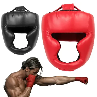 Full-Covered Thickened Boxing Headgear PU Leather Boxing Protective Gear Training Sparring Safety