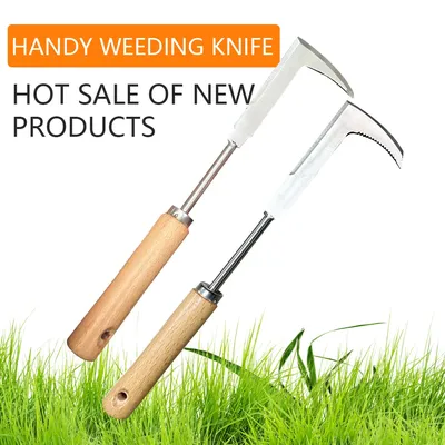 1PC Heavy Duty Carbon Steel Mower Sickle Manual Weeding Tool for Road Cracks and Garden