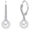 Lulu & Jane Perlen-Ohrhänger Messing Zirkonia Muschelkernperle in Silber 30,0 mm Damen