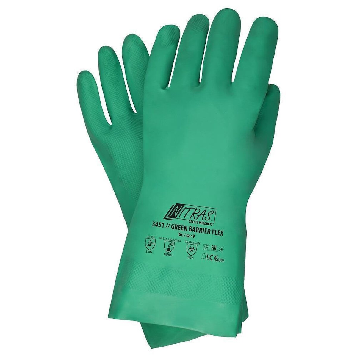 AS Arbeitsschutz Nitras Green Barrier Flex Arbeitshandschuhe | 144 Paar Handschuhe Gr. 7 - 11 Image
