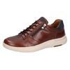 Sneaker WALDLÄUFER "Heiko", Herren, Gr. 11,5 (46,5), braun (cognac, blau), Nappaleder, Nubukleder, kontrastfarbene Details, casual, Schuhe, in Schuhweite H (= sehr weit), Freizeitschuh, Halbschuh, Schnürschuh