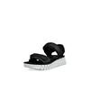 Sandalette ECCO "ECCO GRUUV SOL W", Damen, Gr. 39, schwarz, Leder, modisch, Schuhe, Plateau, Sommerschuh, Sandalette mit praktischem Klettverschluss