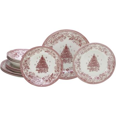 Teller-Set CREATABLE "Tannenbaum Rot, Tellerset 12-tlg", rot, 12 tlg., Steingut, Geschirr-Sets, Tannenbaum als Zentralmotiv Image