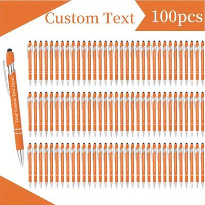 TEMU 100pcs Customizable Metal Ballpoint Pens - Retractable, Lightweight, Medium Tip - Business, Office, School Supplies, Ideal For Back-to-school, Graduation Gifts Image