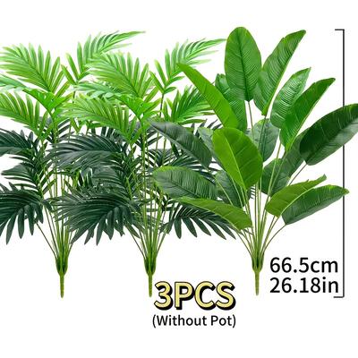 TEMU 3 Combination Green Plant Simulation Trees - Uv-resistant, 36 Leaves Per Set For Home And Office Decoration, Engagement, , No Container Image