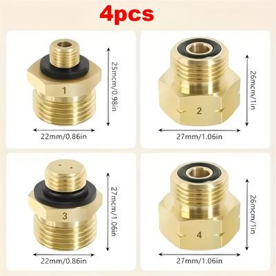 TEMU 4pcs/8pcs Gas Bottle Adapter Made Of Brass, Used For Connecting Pressure Regulators To Gas Bottles, Gas Bottle Adapter Kit Image