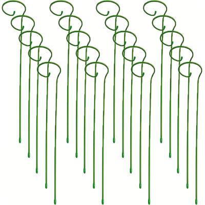TEMU Pack Of 20 18-inch Plant Support Stakes, Metal Single Stemmed Flower Support Rings, Garden Plant Props For Orchids Lilies Roses Peonies Tomatoes And Image