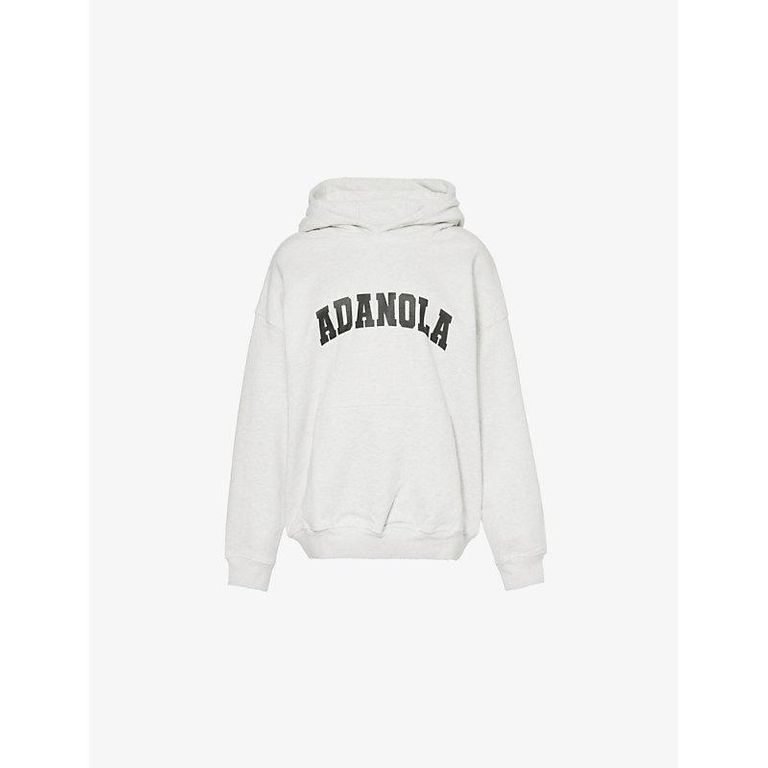 Varsity Logo-Print Oversized Cotton Fleece Hoody - White - ADANOLA Sweats