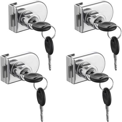 Glastürschloss, 4 Stück Nockenschlösser, Glastür, Schrank, Vitrine, Sicherheitsschloss für 5–8 mm Image