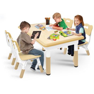 Naizy - Kindertisch mit 4 Stühlen Plastik Kindersitzgruppe Kinder Tisch Stuhl Set Höhenverstellbar Image
