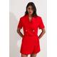 Karen Millen Womens Viscose Linen Tailored Crop Short Sleeve Blazer - Red - Size 8 UK | Karen Millen Sale | Discount Designer Brands