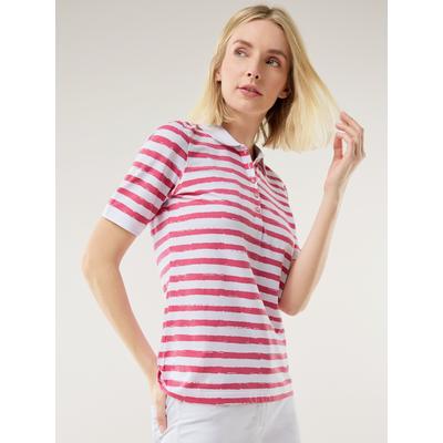 Walbusch Damen Jersey Polo Shirt Pink gestreift Image