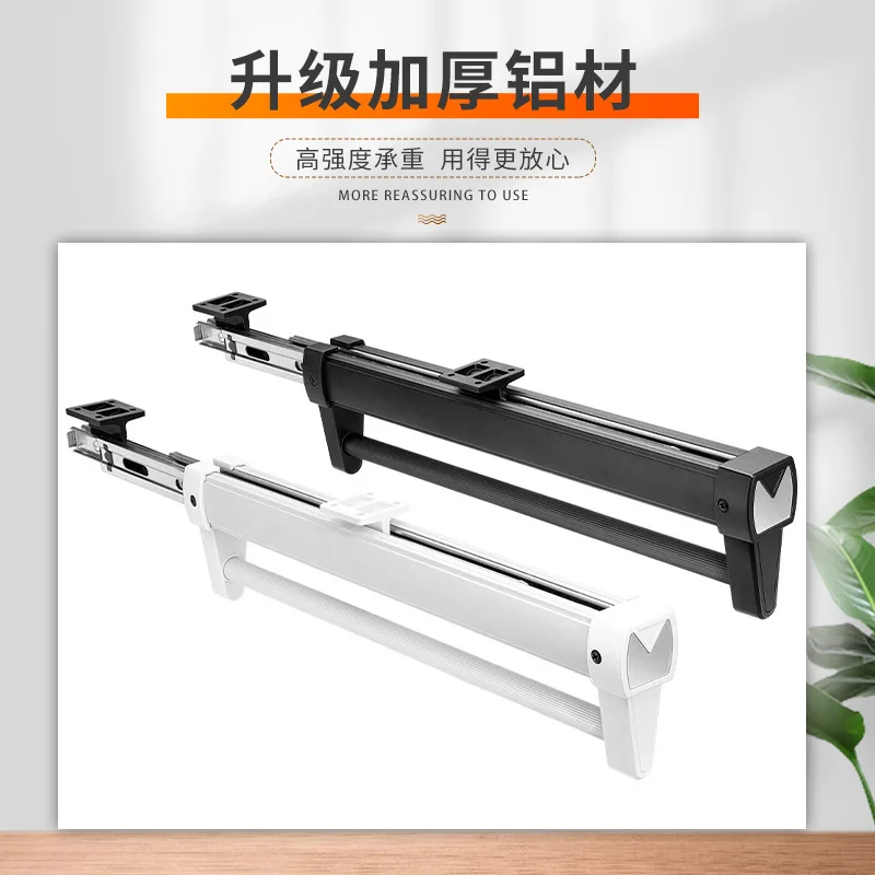 Robuster, ausziehbarer Kleiderschrank, Valet-Stange, verstellbare Kleiderschrank-Kleiderschiene, obere Montage, Kleiderschrank-Aufhänger, Rack-Stange, Kugellager-Rutsche