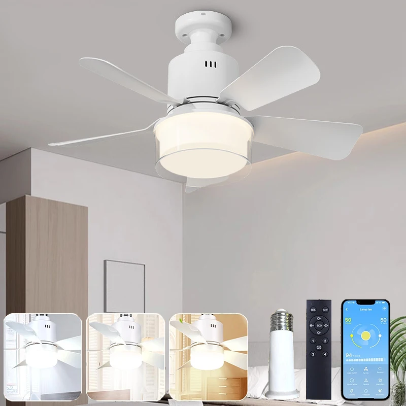Deckenventilator mit Lampe, moderner und einfacher leiser Deckenventilator, 4-Gang-APP, Fernbedienung, Ventilator, Lichter für Schlafzimmer, Küche, Wohnzimmer