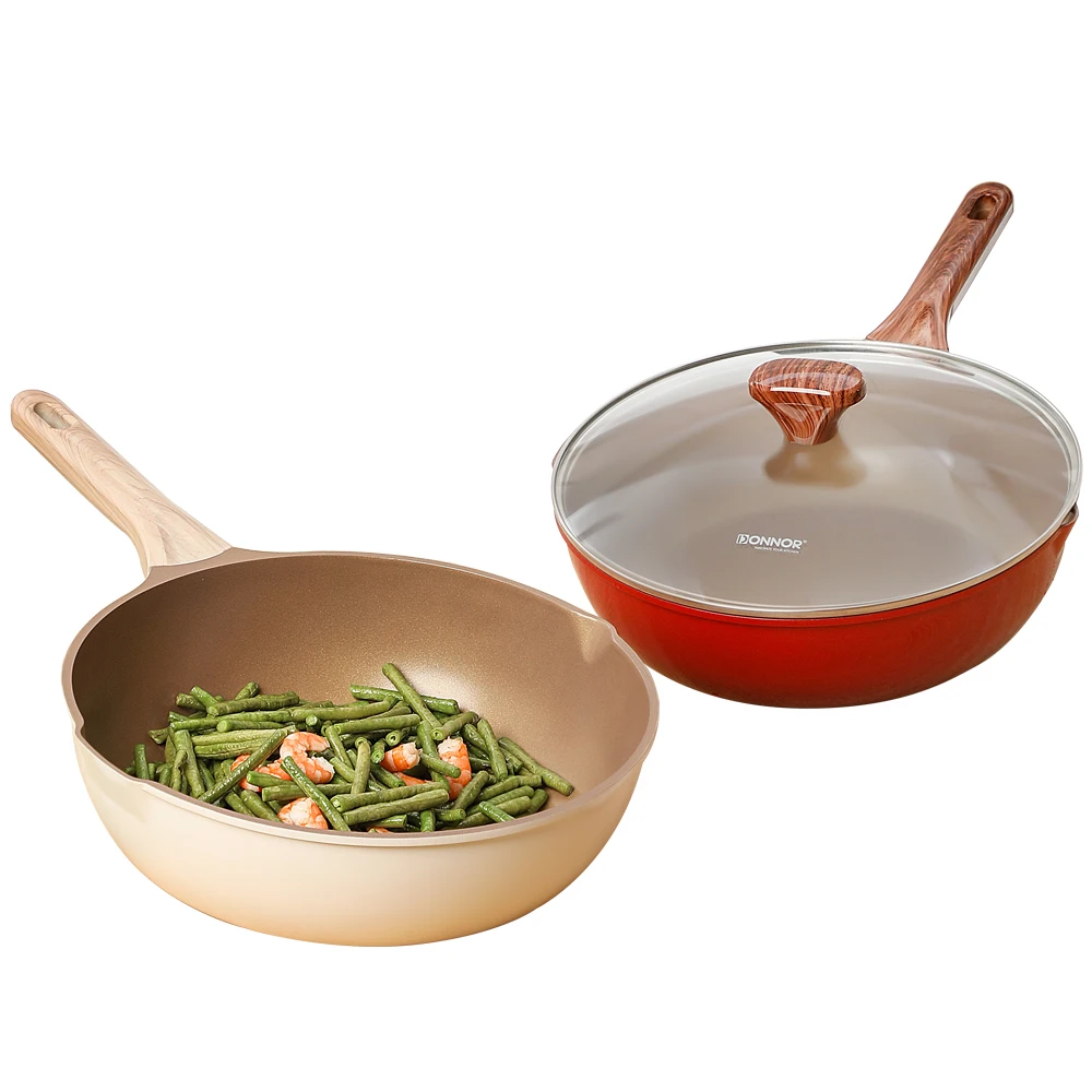 DONNOR Antihaft-Keramik-Bratpfanne mit Deckel, 30,5 cm, Verbrühungshandgriff, 5 QT Fassungsvermögen für Erdgas-/Induktionsherde Image