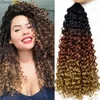Gogo Curl 18 Zoll synthetisches lockiges Häkelhaar Ombre Dunkelbraun Ingwerblond Rot 11 Farben