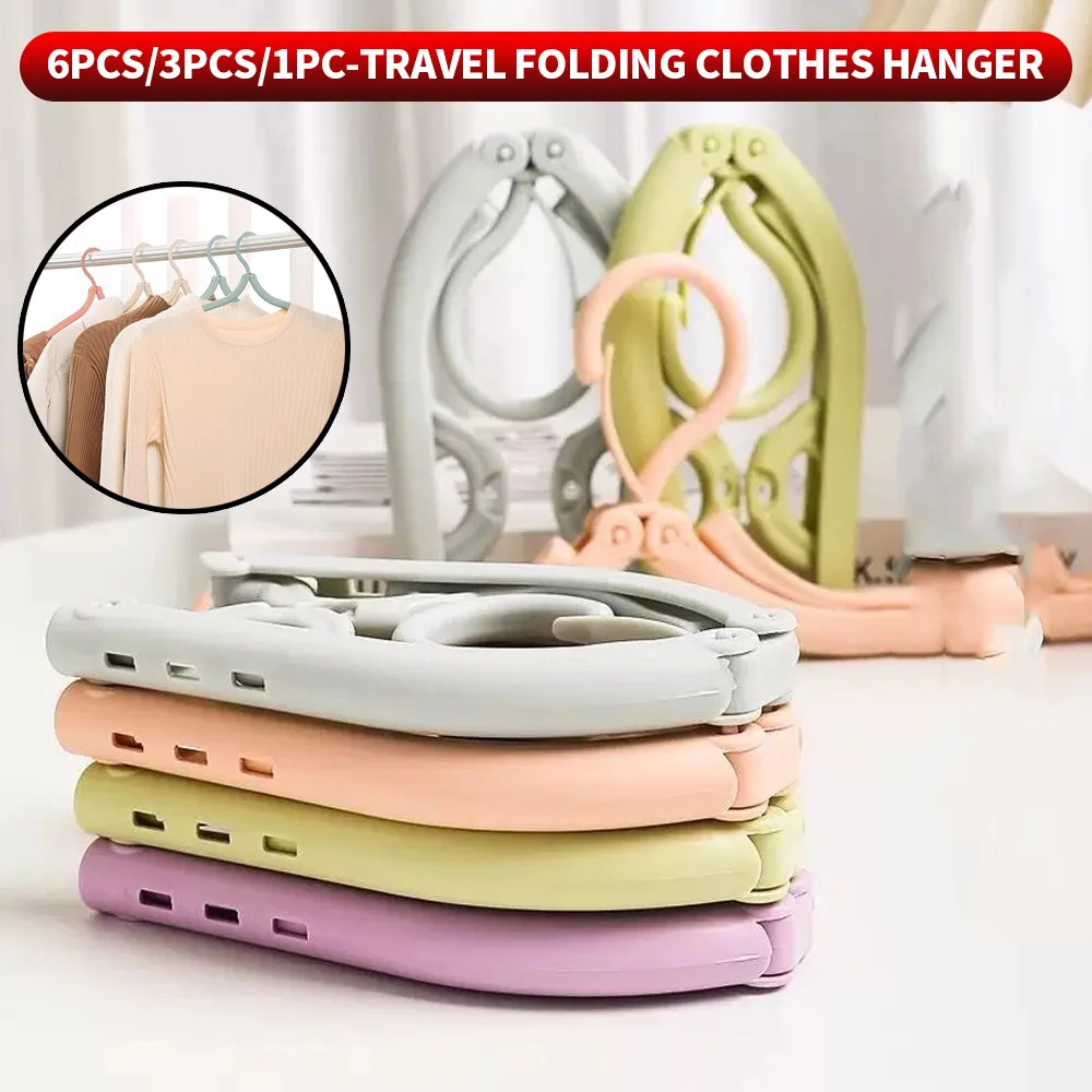 6PCS/3PCS/1PC Portable Folding Travel Hanger - Space saving Drying Hanger, Travel Hanger