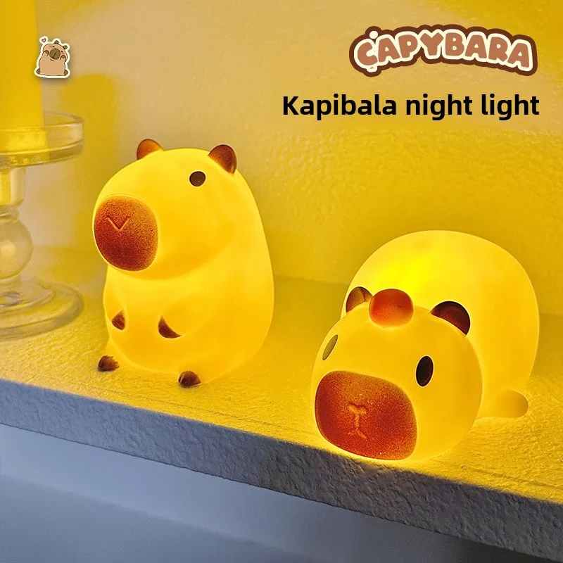 Mini Cartoon Vinyl Capybara Nachtlicht Kapibala Tier Nachttischlampe Batteriebetrieben Weihnachtsgeschenk für Kinder Mädchen Jungen Frauen