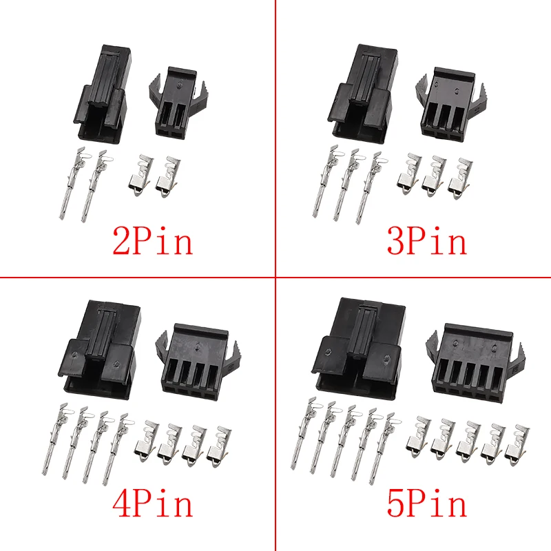 30 Sets JST SM-Stecker und Buchse 2/3/4/5-poliger Gehäusestecker 2,54 mm Rastermaß JST SM Kunststoffgehäuse-Metall-Crimpanschluss Image