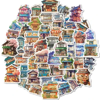 10/30/50 stücke Japan Stil Retro Shop Shop Cartoon Aufkleber Ästhetische Graffiti Aufkleber Wasser Image