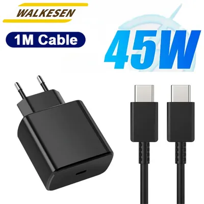 45W Fast Charger Type C with 5A Cable High-Speed Charging Adapter for Samsung Galaxy S24 S25 Smartphones Quick Charge Adapter