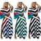 Women Striped Flare Long Sleeve V-neck Big Swing Maxi Long Dress 2024 Sexy Party Sleeveless Even