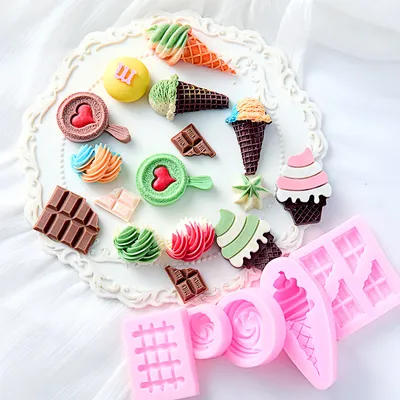 Cream Embellished Love Lollipop Thread Macaron Cookie Ice Cream Fondant Cake Chocolate Silicone Mold