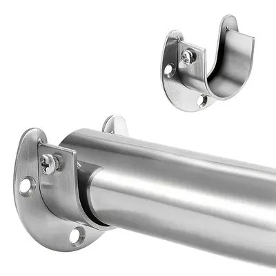 304 Stainless Steel Flange Seat Wardrobe Hanger Rod Fixing Hardware Accessories Curtain Rod Tube