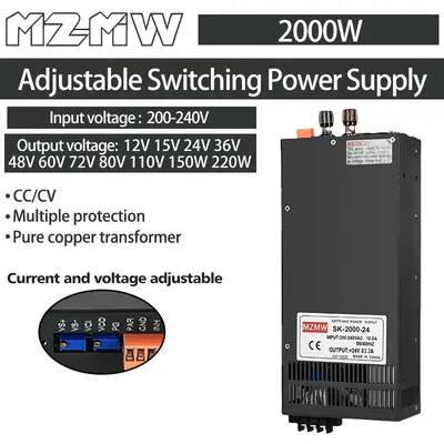 2000W Adjustable Switching Power Supply 200-240VAC 0-12V 15V 24V 36V 48V 60V 72V 80V 110V 150V 220V