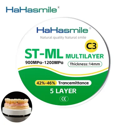 HaHasmile ST Multilayer C3 Zirconia BlocksStrength 900-1200 MPa 98mm 5 Layer Zirconia Disc For