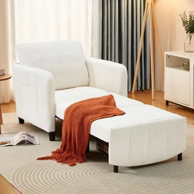 Sleeper Chair 84" Extra Long Convertible Chair Bed Upgraded 3-in-1 to 4-in-1 Pull Out Chair & Single