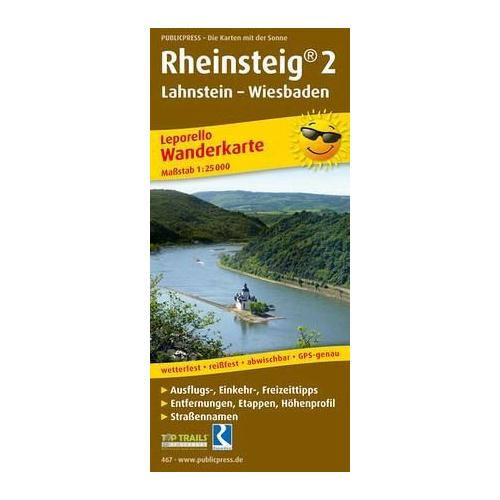 PublicPress Wanderkarte Rheinsteig, 20 Teilktn.