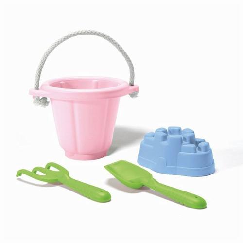 GREENTOYS - Sandspielzeug mit rosa Eimer 4 Teile - Greentoys